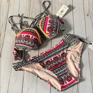 Shade & Shore Pink Multi-Color Patterned Bikini